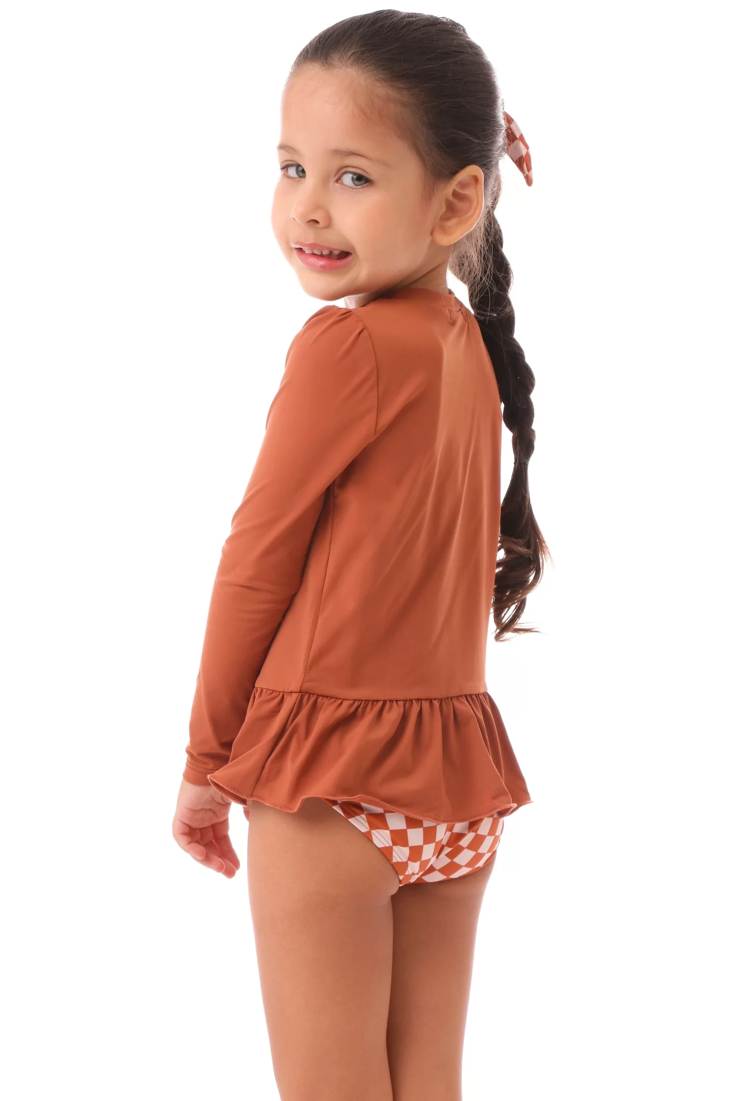 Camiseta Manga Longa Feminina Infantil UV50 Caramelo Mandarin Kids Fun