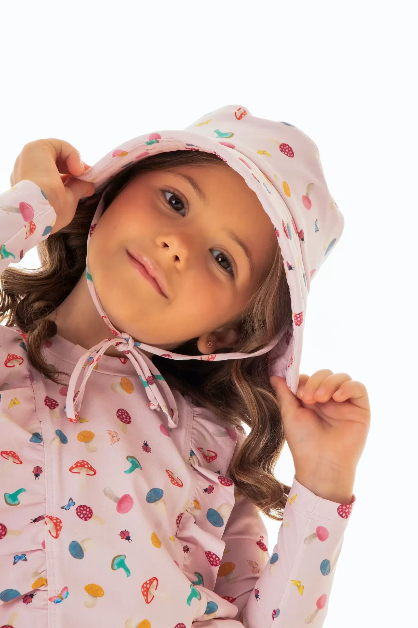 Chapeu Infantil UV50 Bucket Hat Cogumelo Rosé Collab Paula Renata Mandarina Kids Fun